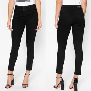 STUDIO F black double button skinny stretch jeans Colombian size 6